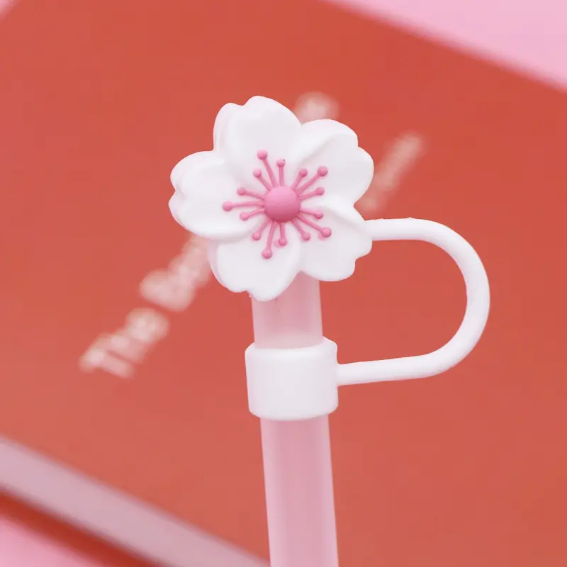 Cute Cherry Straw Cover Cap For Stanley Cups Flower Silicone Straw Toppers For Stanley 40 Oz Tumbler Accessories Straw Tip Cover