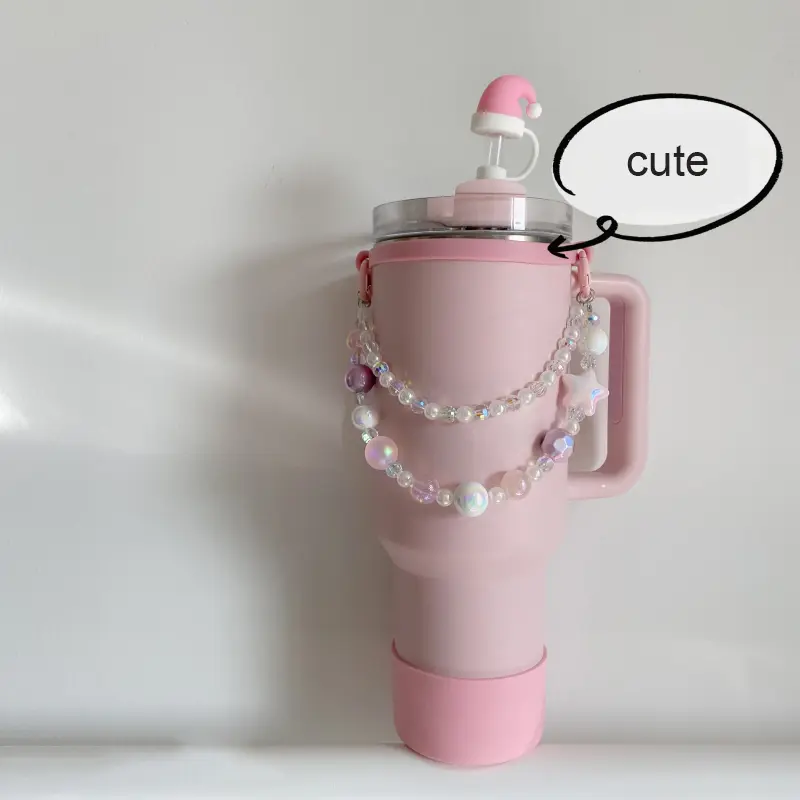 Cute Star Beads Tumbler Handle Strap Accessories For Stanley Cup 30/40 oz Kawaii Water Bottle Carrier  Sling Holder With Strap