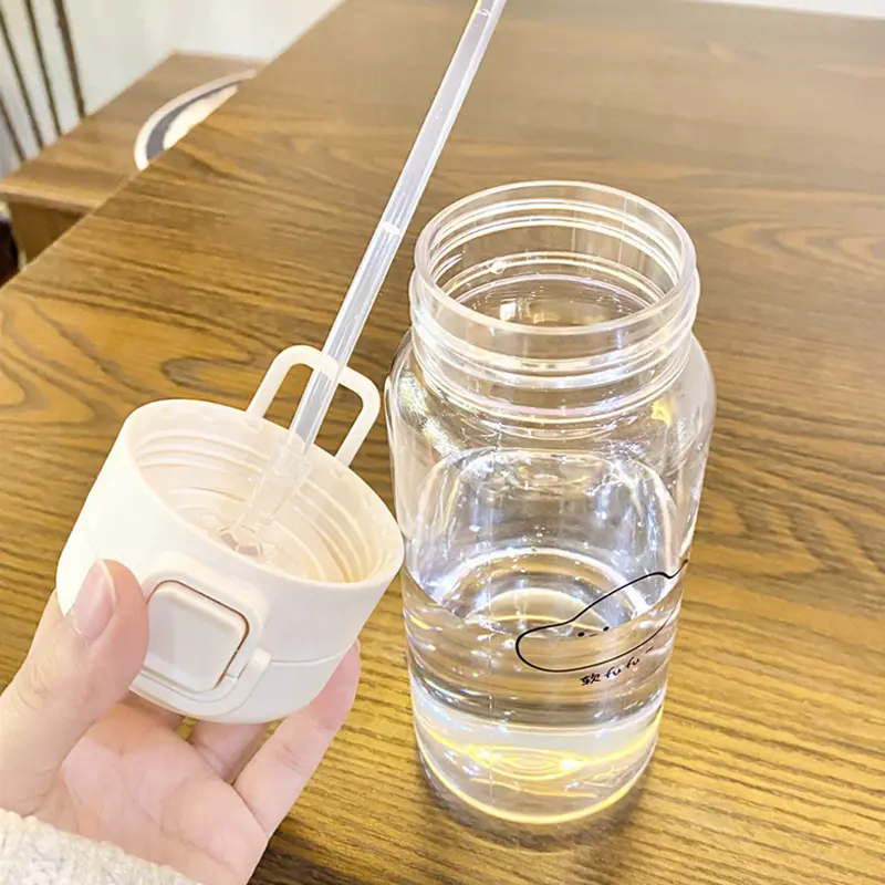 Kawaii Cats Glass Water Bottle With Straw 500ml Cute Coffee Juice Tea Tumbler Portable Korean Girl Drinking Bottle Gift BPA Free