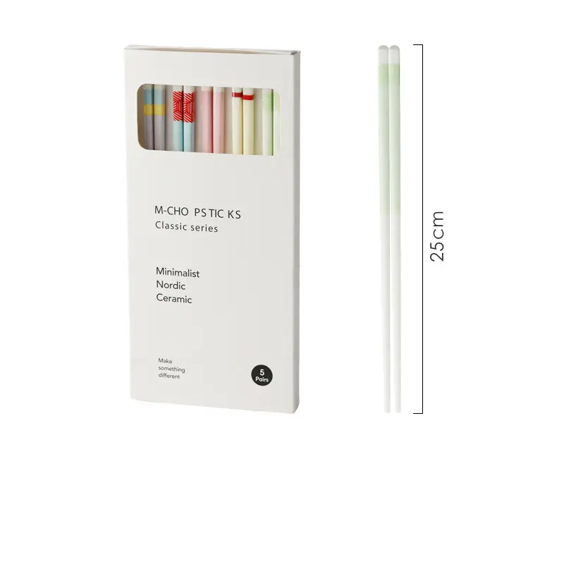 Kawaii Macaroon Color Chinese Chopsticks Spoon 5 Pairs/ Set Cute Korean Chopstick With Gift Box Kids Adult Kitchen Accessories