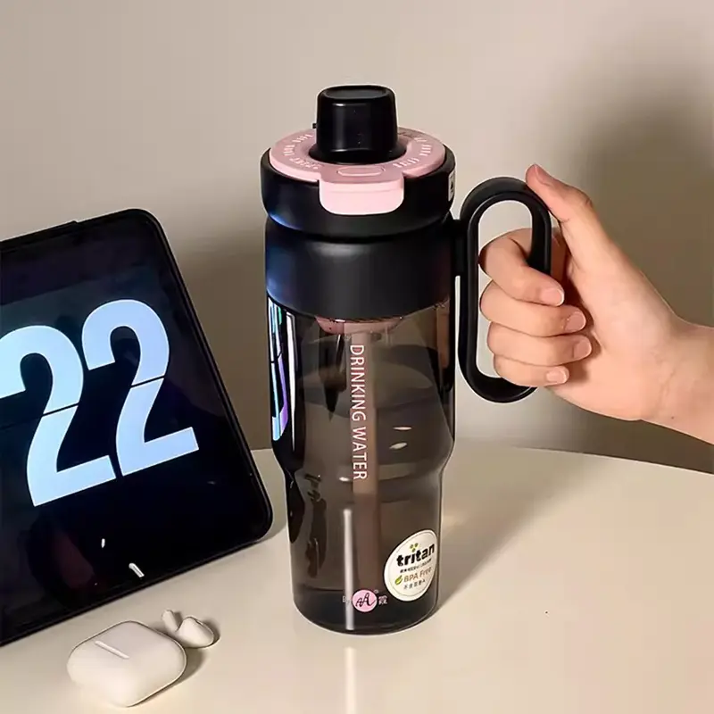 850ml Large Gym Water Bottle Sport Tumbler With Tea Infuser Handle Straw Tritan Ice Coffee Juice Tea Drinking Bottle BPA Free