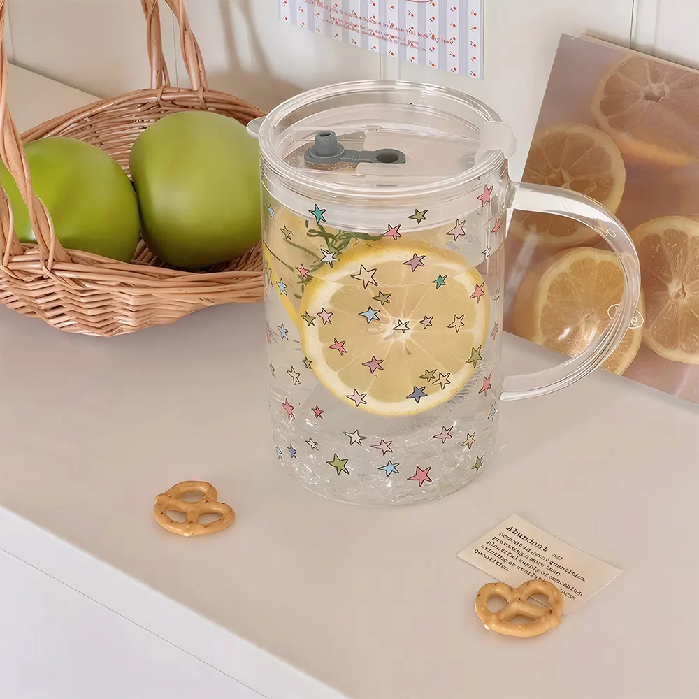 1000ml Large Glass Cup Tumbler With Lid Straw For Ice Coffee  Tea Juice Beer Cute Glass Mug Water Bottle Aesthetic Drink Bottle