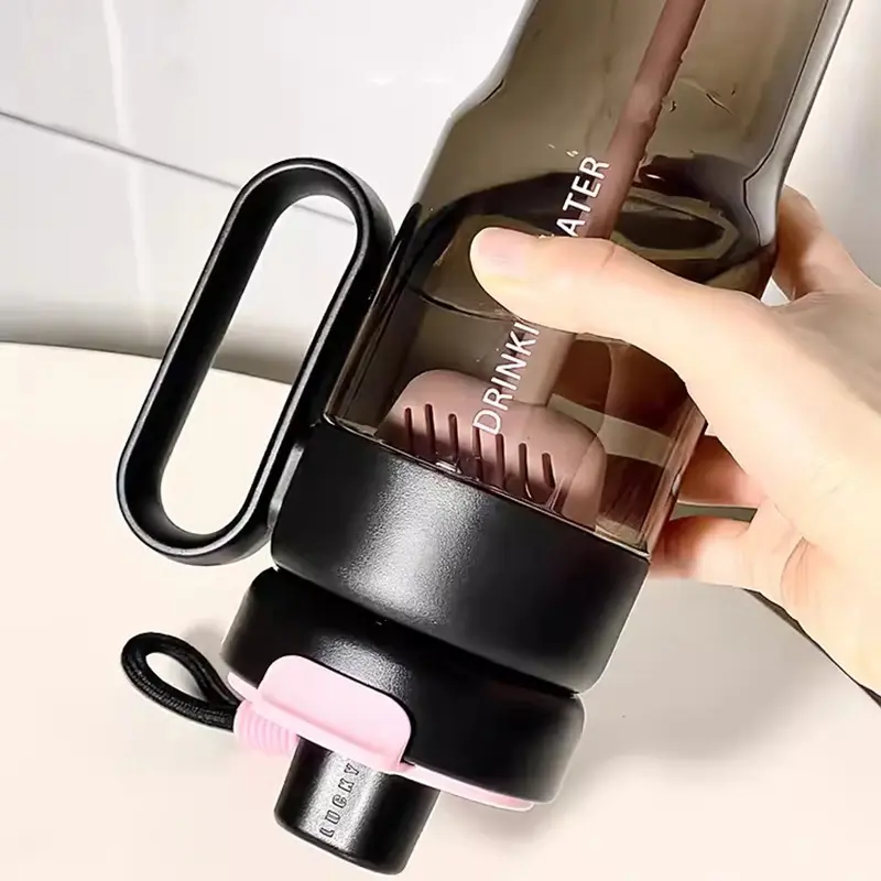 850ml Large Gym Water Bottle Sport Tumbler With Tea Infuser Handle Straw Tritan Ice Coffee Juice Tea Drinking Bottle BPA Free