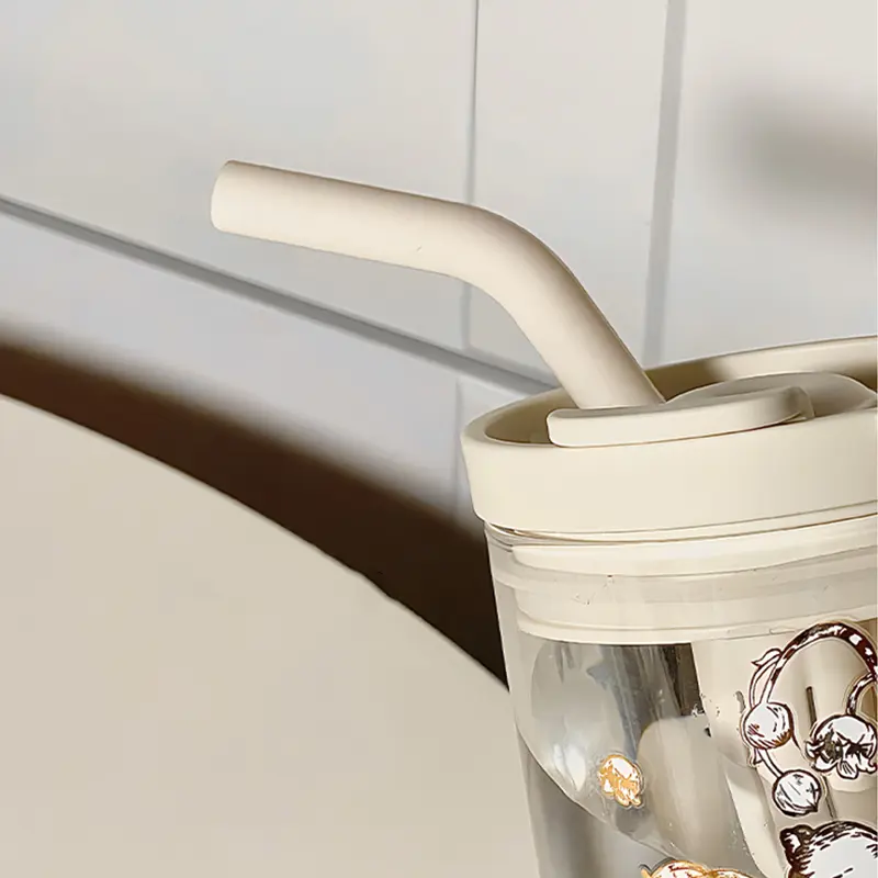 Cute 550ml Glass Bottle Aesthetic Large Glass Cup With Lid And Straw Handle Infuser For Water Tea Juice Drinking Bottle Gift