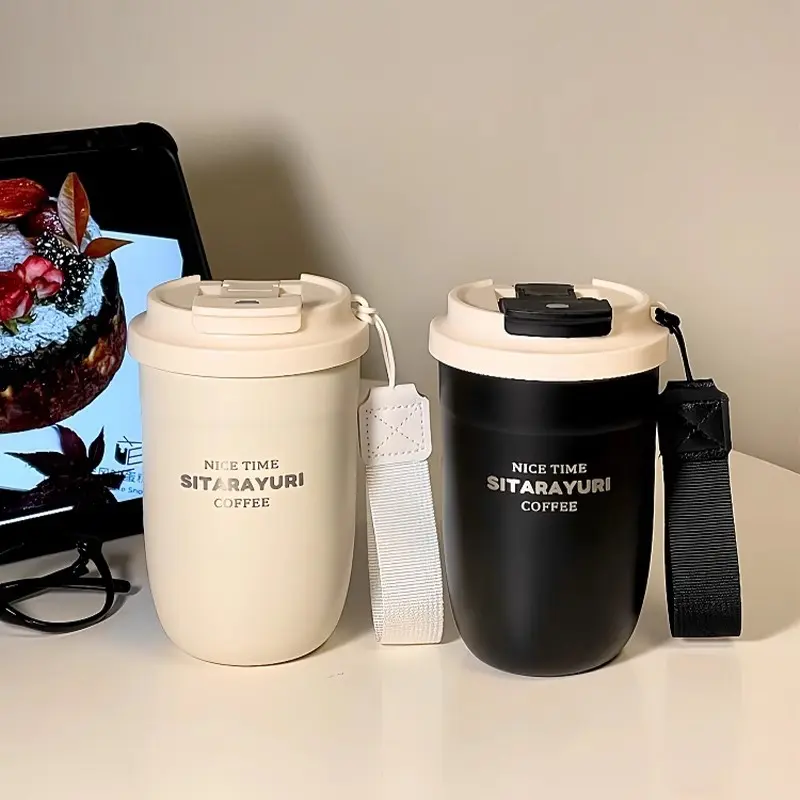 Cute Coffee Cups Tumbler Thermal Water Bottle With Straw Filter Stainless Steel Vacuum Tea Portable Office Thermos Bottle Gift