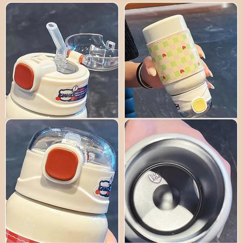 Kawaii Cherry Thermal Water Bottle Cute Girl Children's Water Bottles 350/450ml Thermos For Tea Coffee Portable Travel Cup Gift