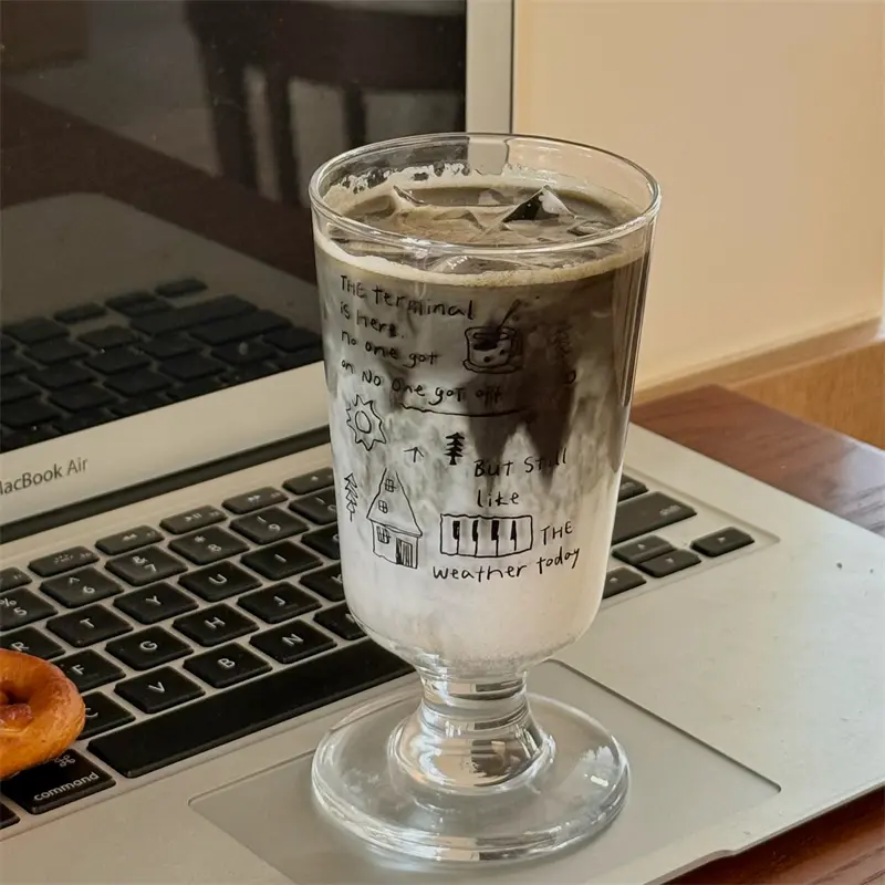 Luxury Glass Cup Cold Coffee Cup Tumbler For Wine Juice Tea Whiskey Unique Cup 400ml  Drinking Glasses Cup Gift For Women Men