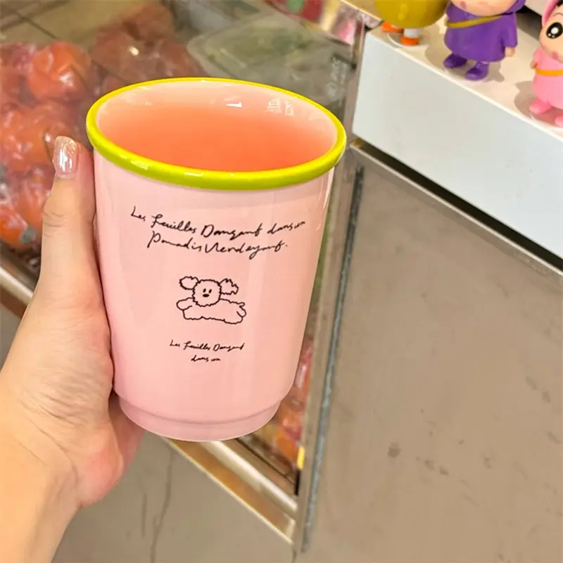 Cute Korean Coffee Cup 200/400ml Kawaii Ceramic Mug For Tea Milk Water Juice Mocha Lover Resuable Espresso Breakfast Cup Gift