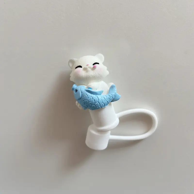 Kawaii Cat Straw Cover Dust Cap Silicone Cute Straw Toppers For Tumbler Drinking Charm Decoration Cover For cm Straws 10mm 1 PC