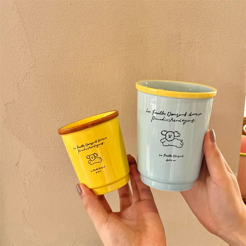 Cute Korean Coffee Cup 200/400ml Kawaii Ceramic Mug For Tea Milk Water Juice Mocha Lover Resuable Espresso Breakfast Cup Gift