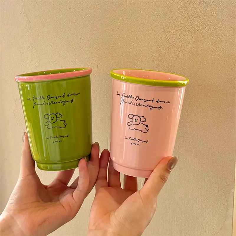 Cute Korean Coffee Cup 200/400ml Kawaii Ceramic Mug For Tea Milk Water Juice Mocha Lover Resuable Espresso Breakfast Cup Gift