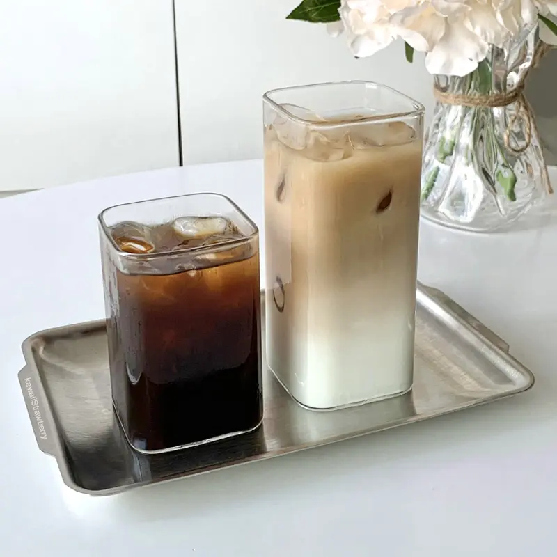 250/400/480ml Korean Glass Cup Iced Coffee Bubble Tea Milk Beer Drinking Glasses Clear Simple Water Juice Cup Mug Drinkware Gift