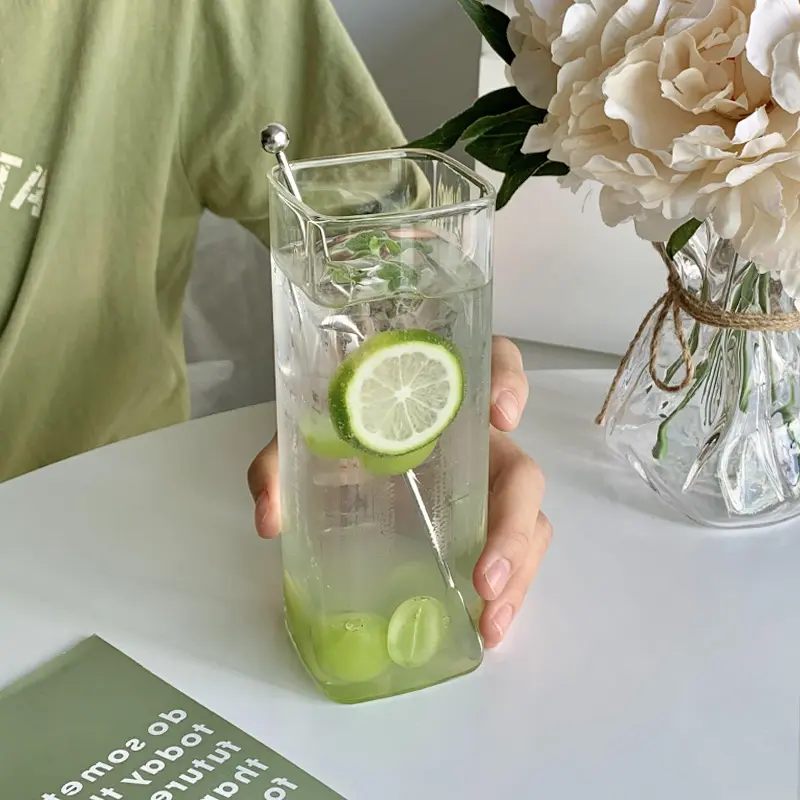 250/400/480ml Korean Glass Cup Iced Coffee Bubble Tea Milk Beer Drinking Glasses Clear Simple Water Juice Cup Mug Drinkware Gift