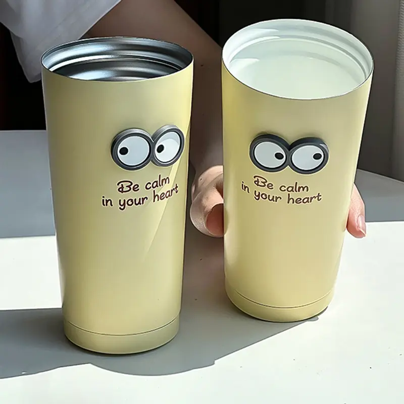 Luxury Thermal Coffee Cups Ceramic Tumbler Portable Water Bottle With Straw Stainless Steel Tea Thermos Bottle Women Men Gift