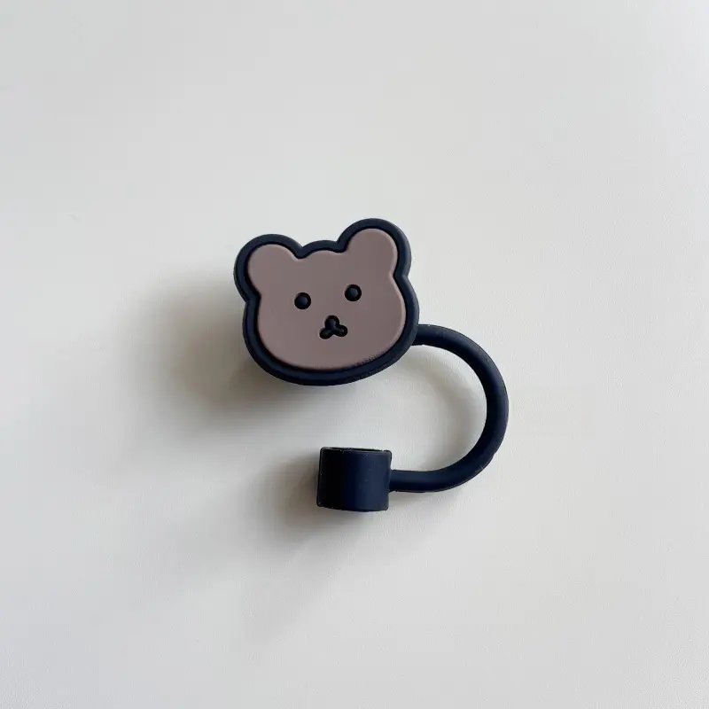 Cute Bear Straw Cap For Stanley Cup Tumbler Accessories Kawaii Silicone Straw Toppers 40 oz Straws Cover Cap For Water Bottle