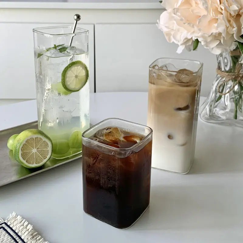 250/400/480ml Korean Glass Cup Iced Coffee Bubble Tea Milk Beer Drinking Glasses Clear Simple Water Juice Cup Mug Drinkware Gift