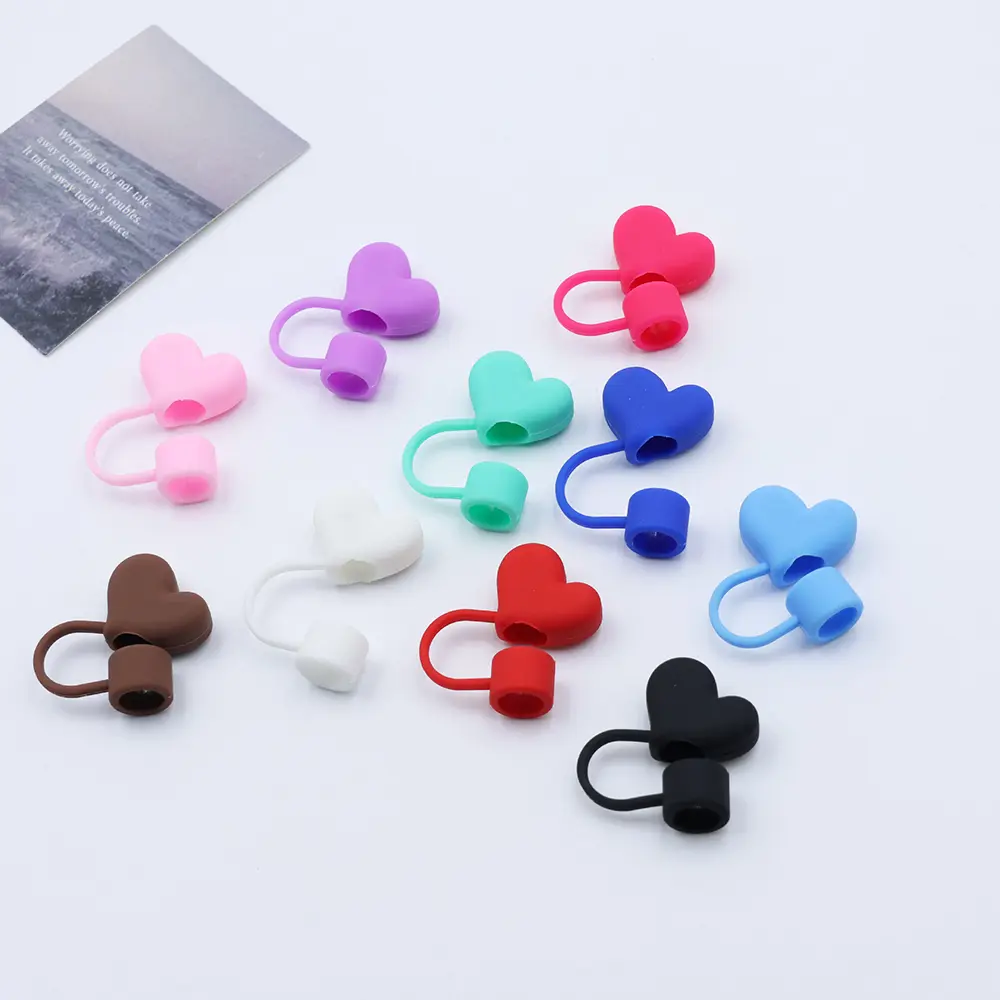 Kawaii Hearts Straw Covers Cap Cute Silicone Straw Toppers For Stanley Cup 10mm Dust Proof Straws Cap Tip Tumbler Accessories