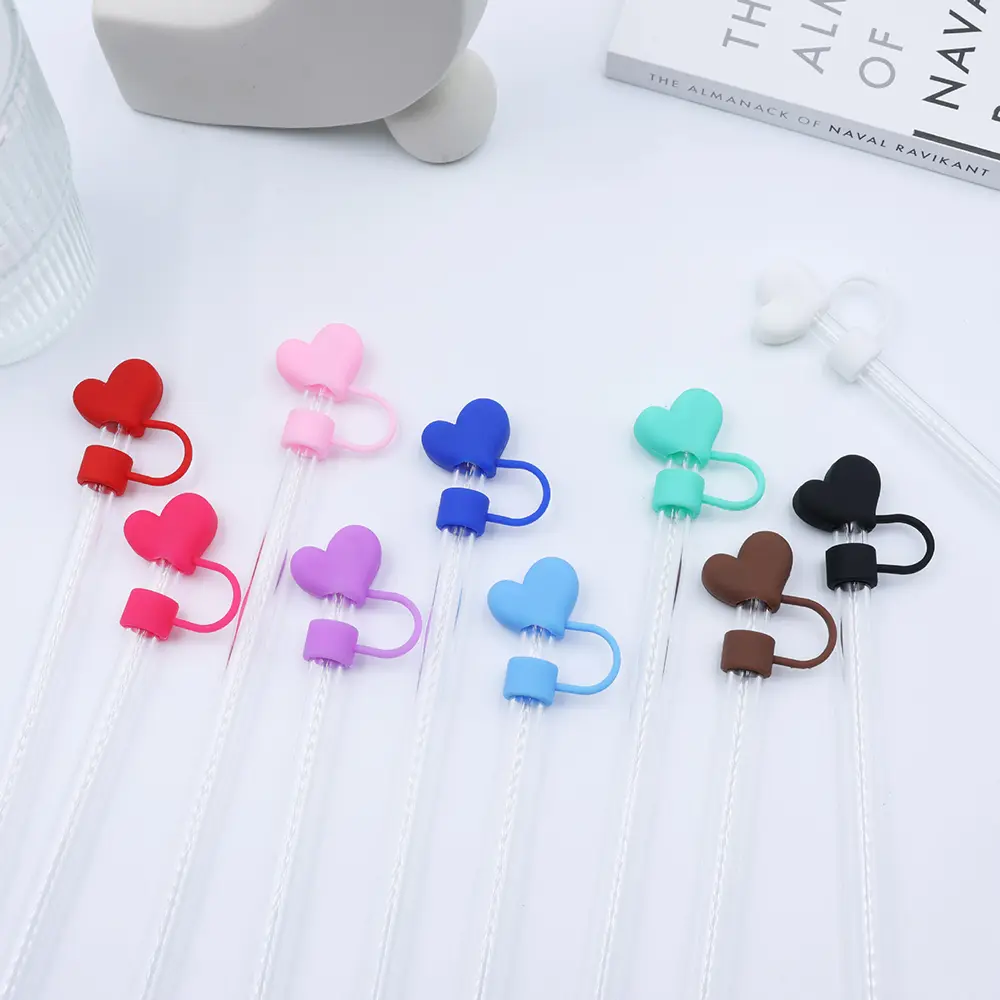 Kawaii Hearts Straw Covers Cap Cute Silicone Straw Toppers For Stanley Cup 10mm Dust Proof Straws Cap Tip Tumbler Accessories