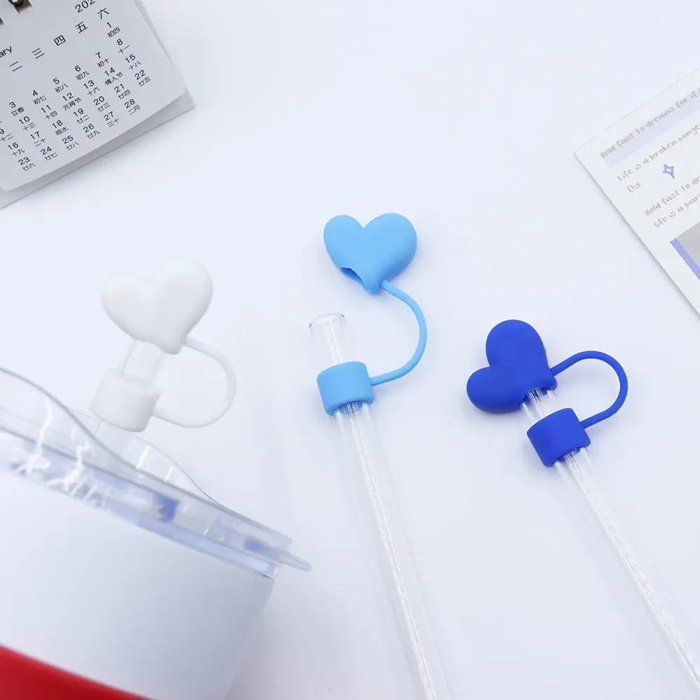 Kawaii Hearts Straw Covers Cap Cute Silicone Straw Toppers For Stanley Cup 10mm Dust Proof Straws Cap Tip Tumbler Accessories