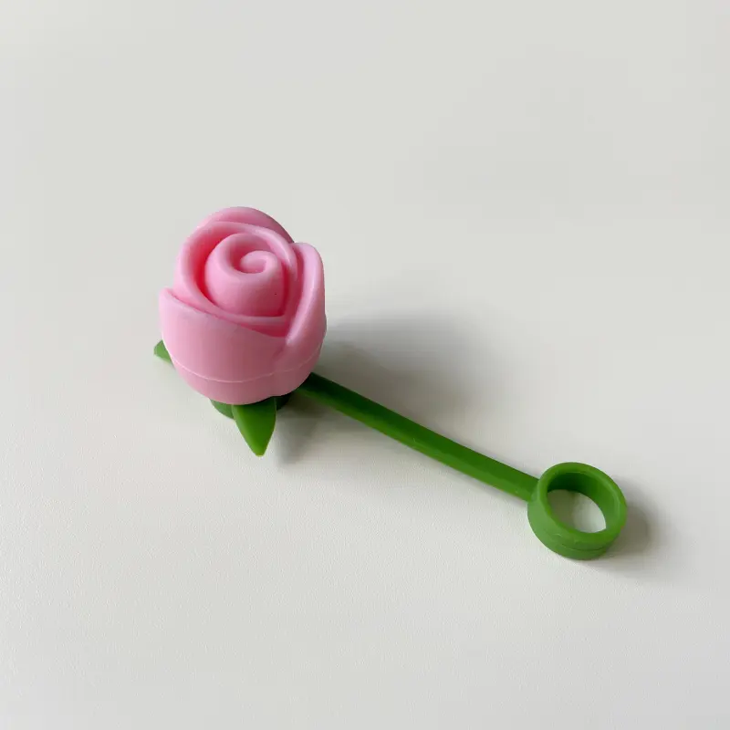 Cute Rose Straw Covers Caps Accessories For Stanley Tumbler Cup 40oz Kawaii Silicone Flower Thermos Straw Topper For 10mm Straws