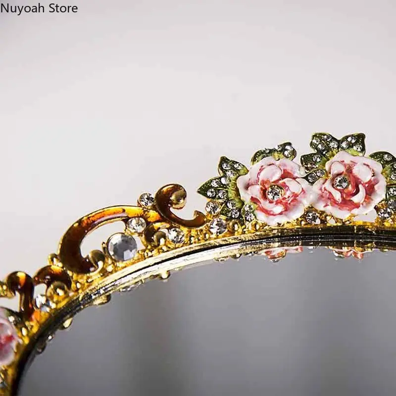 European Style Retro Metal Mirror Tray Jewelry Jewelry Ring Storage Tray European Style Living Room Decoration Accessories