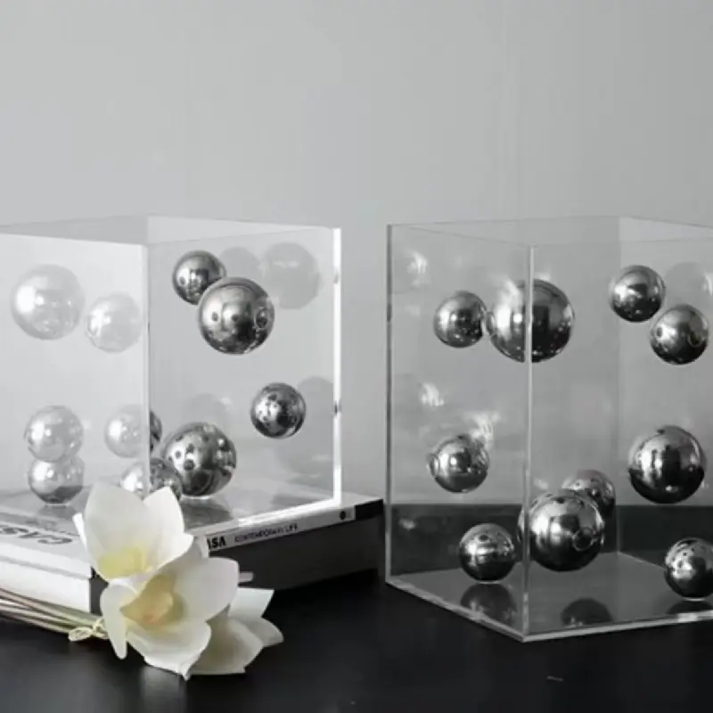 European-style Square Acrylic Cover Ball Ornaments Living Room Porch TV Cabinet Model Room Home High-end Decorations Modern