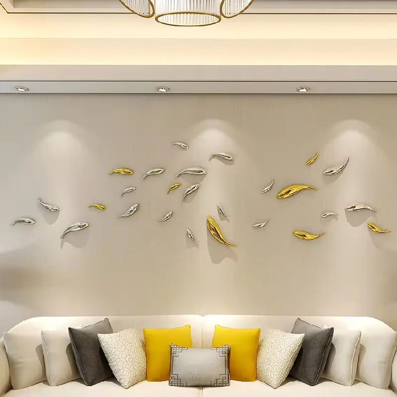 Creative Three-dimensional Fish Wall Decorative Wall Without Perforated Decorations Living Room TV Background Wall Sofa Pendant