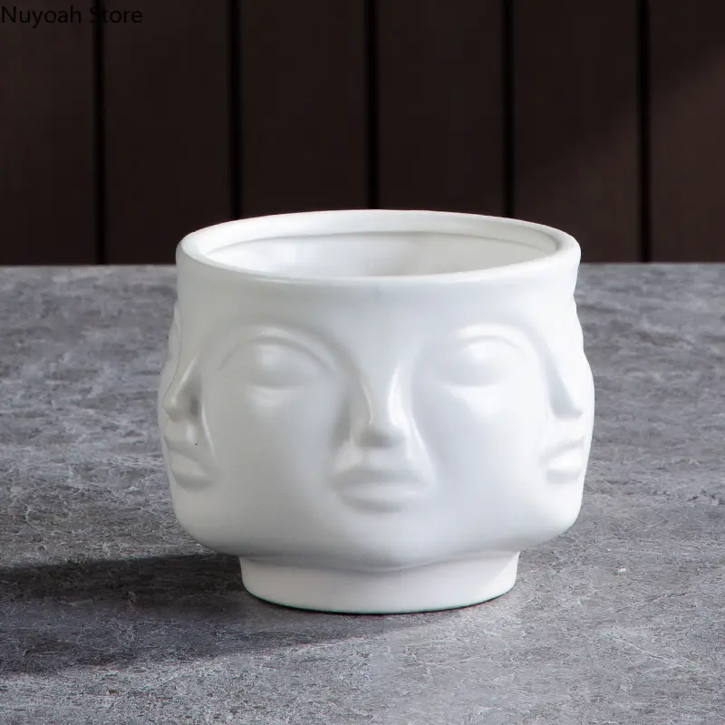 Nordic Ceramic Face Vase Modern Living Room Lip Flower Light Luxury Expression Half Face Decoration Home Decoration Accessories