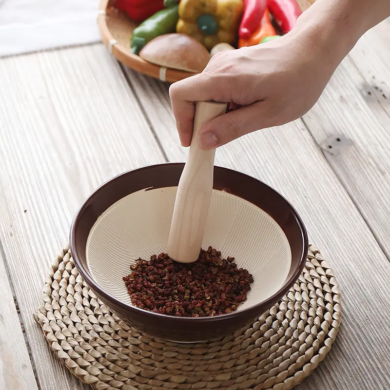 Japanese Style Ceramic Grinding Bowl Complementary Food Tool Yam Sesame Ceramic Grinding Bowl Household Kitchen Utensils