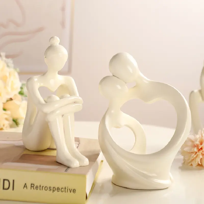 Nordic Abstract Art Figure Ornaments Creative Couple Wine Cabinet TV Cabinet Bedroom Figure Statue Modern Home Decoration Gift