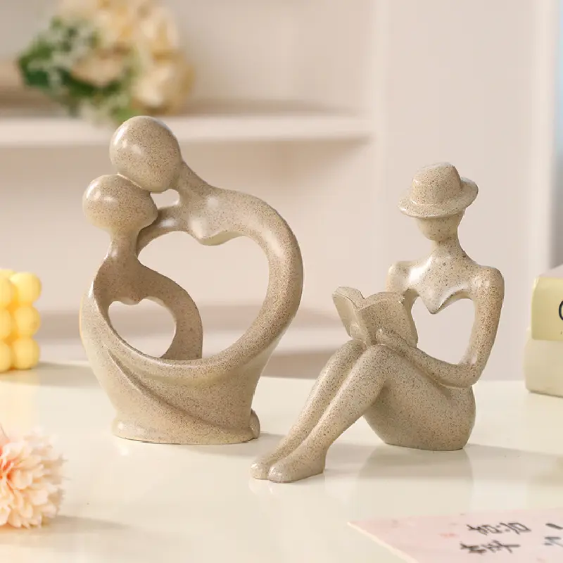 Nordic Abstract Art Figure Ornaments Creative Couple Wine Cabinet TV Cabinet Bedroom Figure Statue Modern Home Decoration Gift