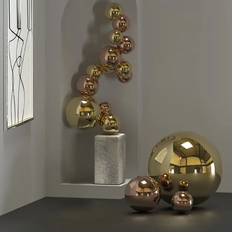 Titanium Ball Pendant Hollow Ball Metal Ball Window Ceiling Decoration Shopping Mall Modern Living Room Decoration Accessories