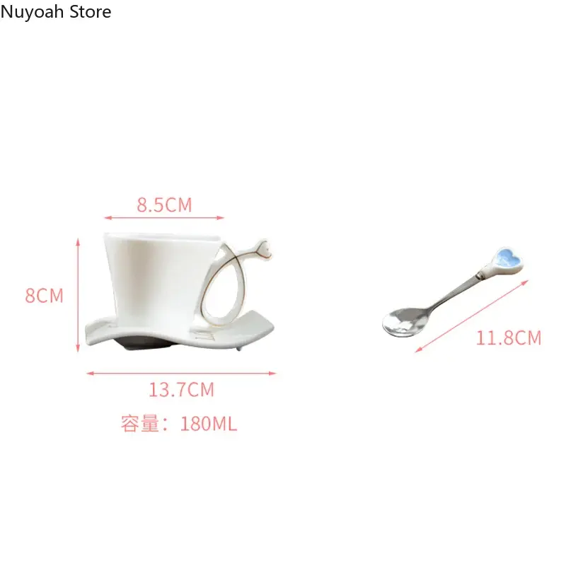 Ceramic Cup Creative Heart-shaped Couple Cup Coffee Cup Set European-style Pink Milk Mug Gilded Crafts Living Room Decoration