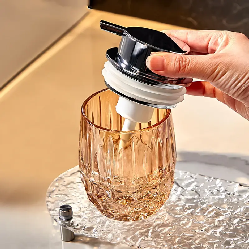Transparent Glass Foaming Emulsion Bottle Bathroom Hand Sanitizer Shower Gel Bottle Press Soap Dispenser Bathroom Decoration