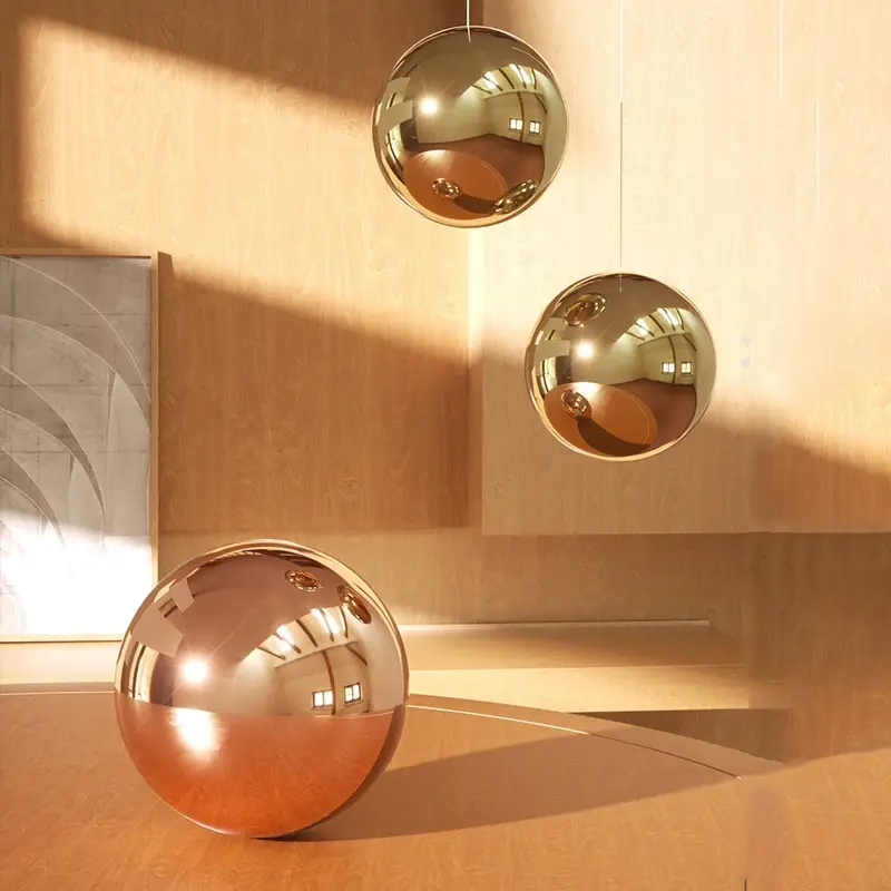 Titanium Ball Pendant Hollow Ball Metal Ball Window Ceiling Decoration Shopping Mall Modern Living Room Decoration Accessories