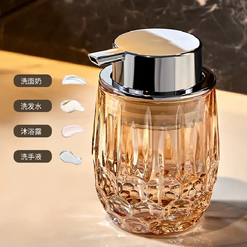 Transparent Glass Foaming Emulsion Bottle Bathroom Hand Sanitizer Shower Gel Bottle Press Soap Dispenser Bathroom Decoration
