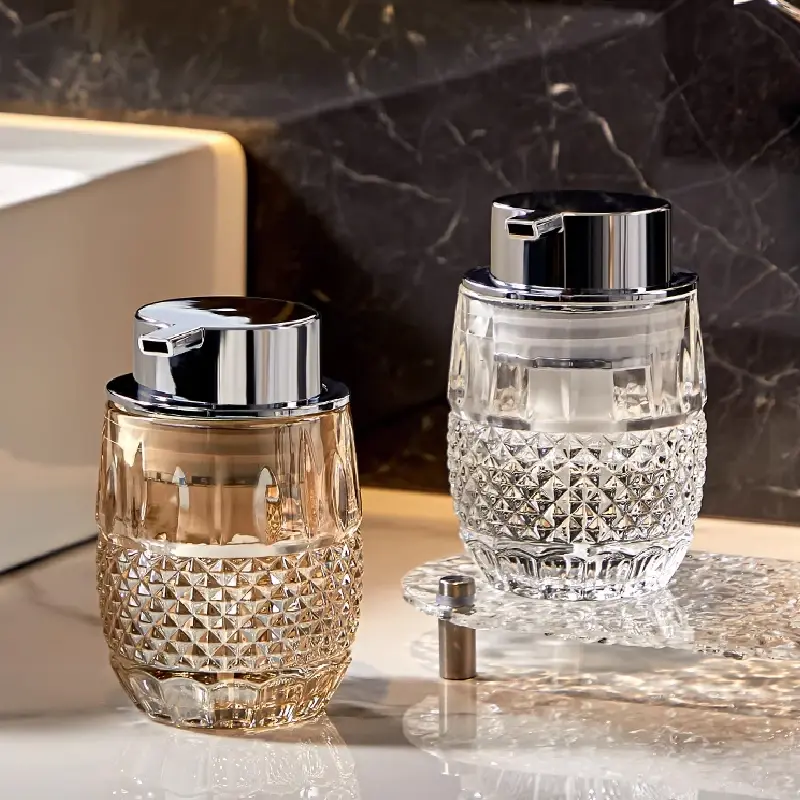 Transparent Glass Foaming Emulsion Bottle Bathroom Hand Sanitizer Shower Gel Bottle Press Soap Dispenser Bathroom Decoration