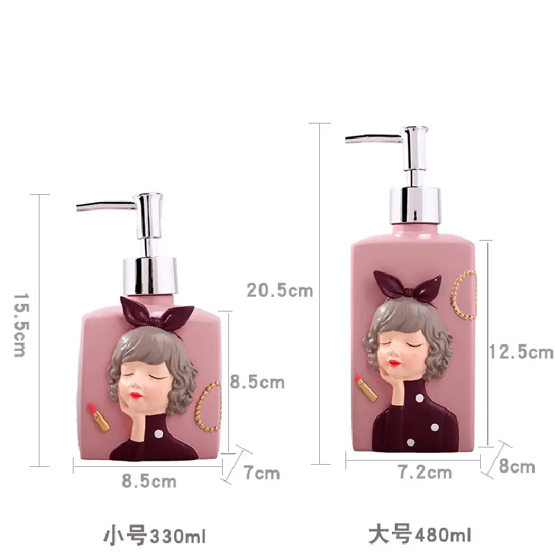 Cute Cartoon Character Lotion Bottle Resin Craft Soap Dispenser Hand Sanitizer Bottle Shampoo Bottle Bathroom Decoration Gift