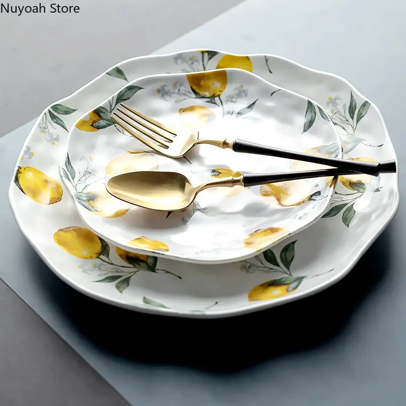 Irregular Retro Dinner Plate Home Restaurant Western Food Steak Cake Dessert Dim Sum Plate Creative Placing Main Dish Plate