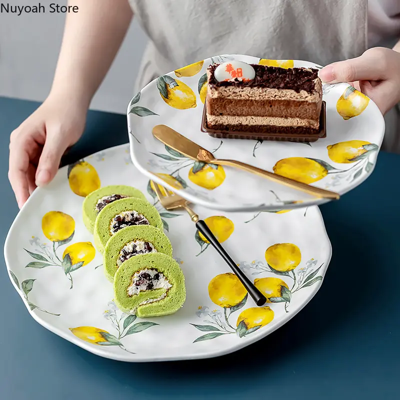 Irregular Retro Dinner Plate Home Restaurant Western Food Steak Cake Dessert Dim Sum Plate Creative Placing Main Dish Plate