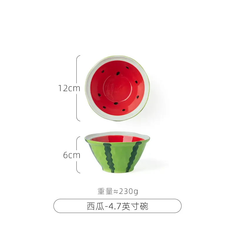 Watermelon Ceramic Tableware Bowls and Cups Lovely Tableware Kitchen Supplies Hand-painted Table Tableware Decorative Plate