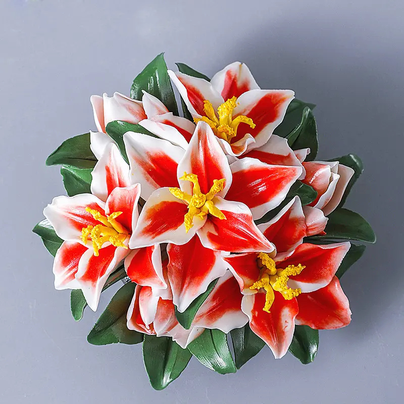 Ceramic Handmade Rose Ornament Home Decoration Handmade Ceramic Flower Ornament Living Room Flower Crafts Wedding Decoration