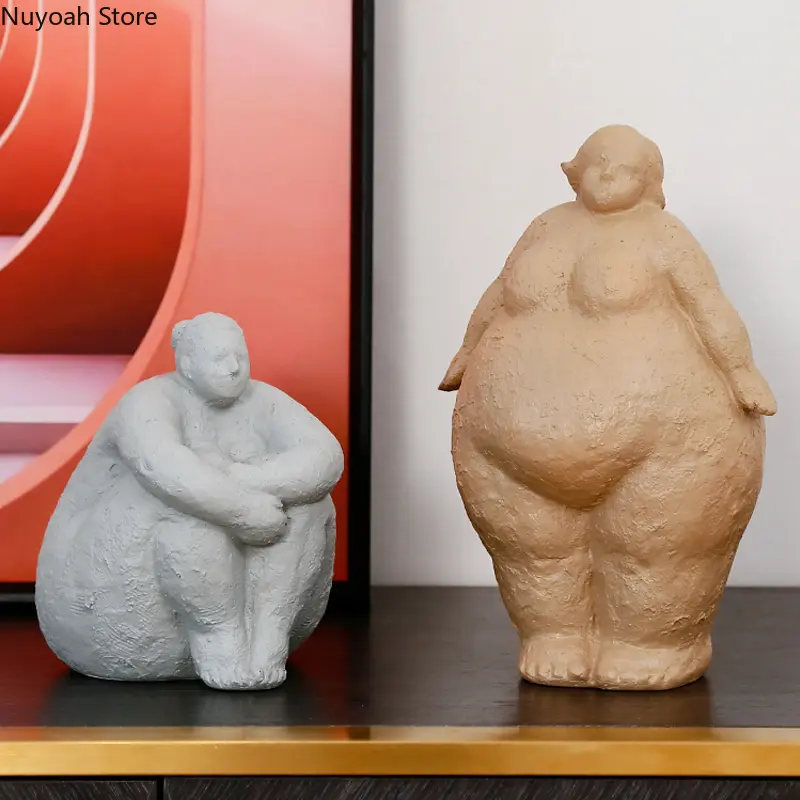 Creative Fat Woman Decoration Resin Abstract Character Artwork Statue Decoration Living Room Home Decoration Accessories Crafts