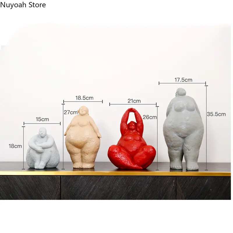 Creative Fat Woman Decoration Resin Abstract Character Artwork Statue Decoration Living Room Home Decoration Accessories Crafts