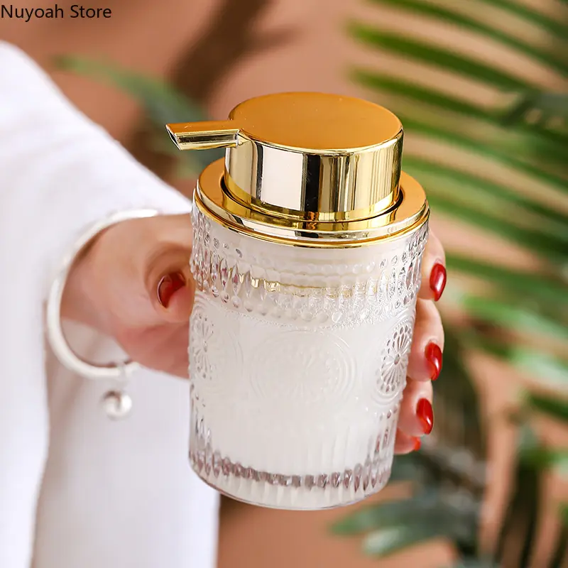 Bathroom Supplies Glass Lotion Bottle Gold Light Luxury Foam Press Bottle Golden Storage Tray Bathroom Decoration Accessories