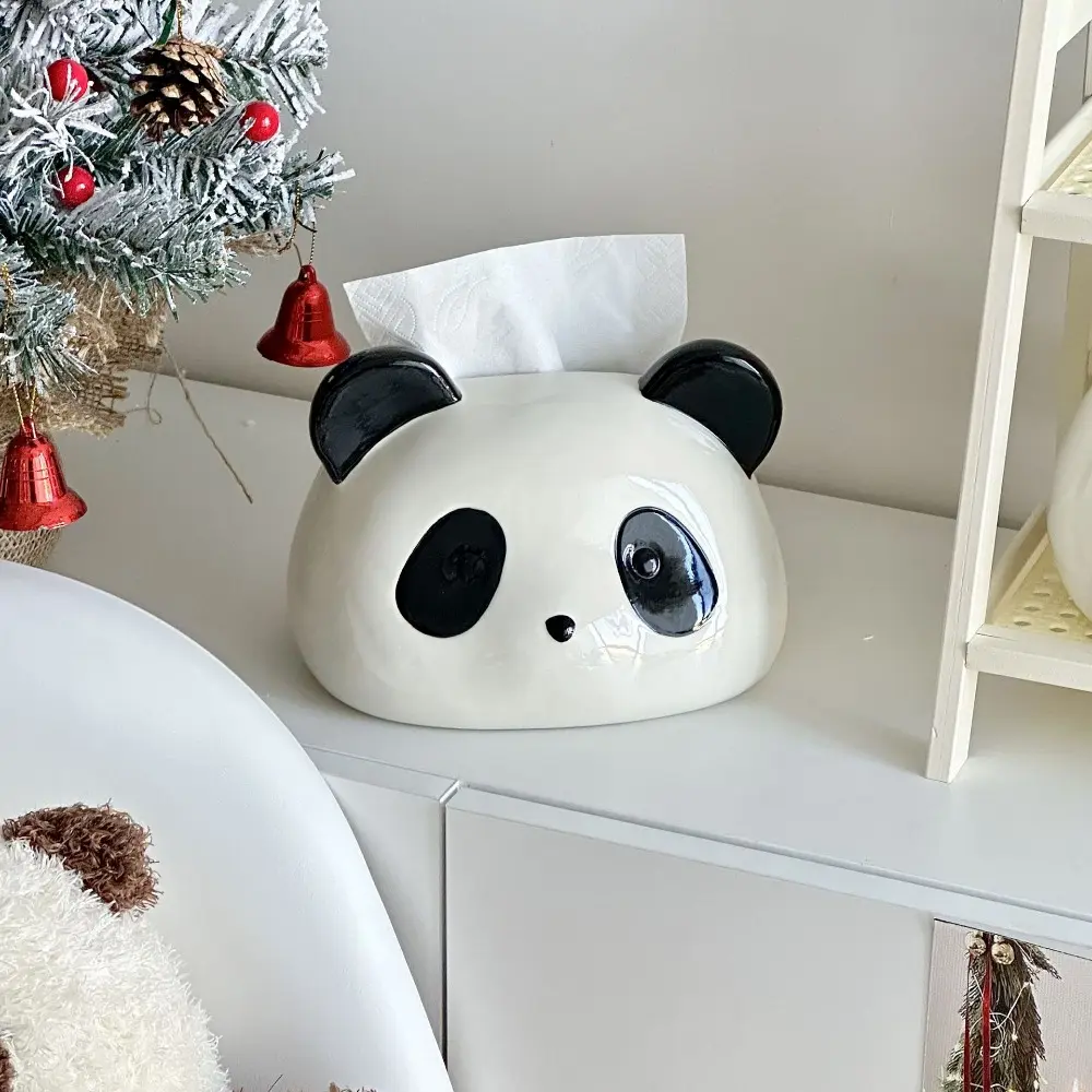 Cute Panda Tissue Box Drawing Box in The Living Room Bathroom Ceramic High-end Coffee Table Paper Box Home Decoration Napkins