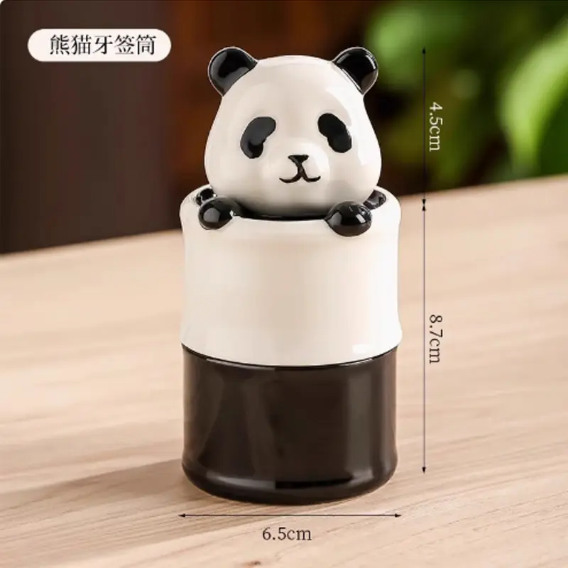 Small Animal Panda Toothpick Holder Ceramic Creative Toothpick Box Commercial Restaurant Retro Toothpick Holder Home Decoration
