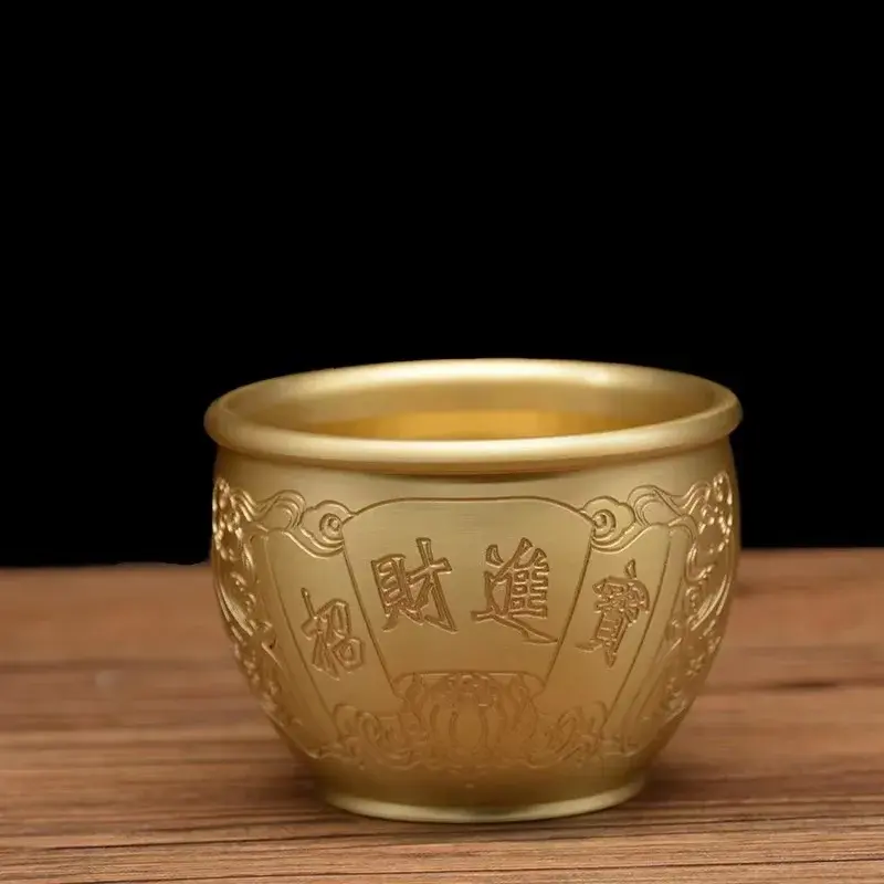 Pure Brass Rice Cylinder Ornaments Baifu Attracts Wealth and Wealth Water Cylinder Living Room Decoration Crafts Home Decoration