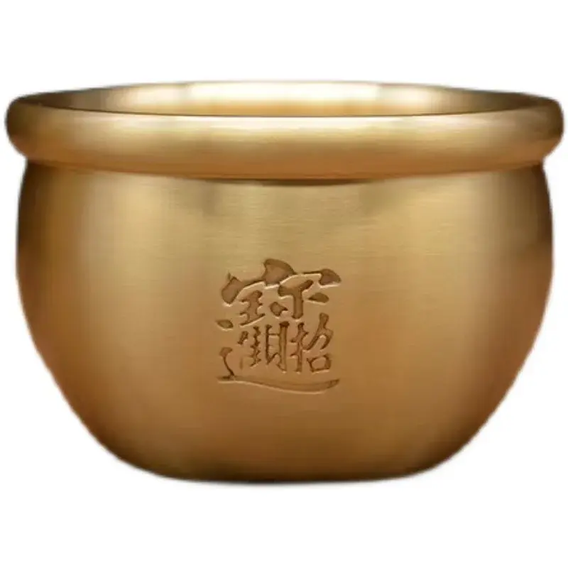 Pure Brass Rice Cylinder Ornaments Baifu Attracts Wealth and Wealth Water Cylinder Living Room Decoration Crafts Home Decoration