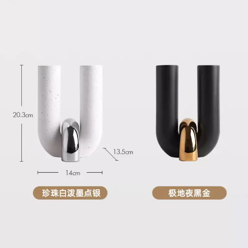 U-shaped Frosted Ceramic Flower Ornaments Creative Dried Flower Flower Arrangement Accessories Living Room Home Decoration